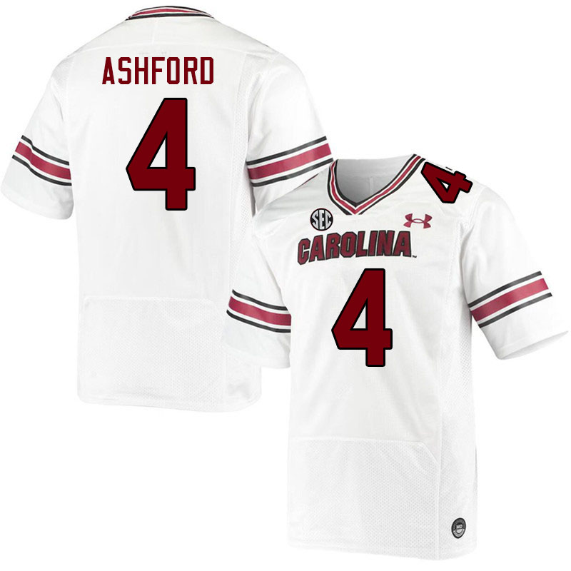 Men #4 Robby Ashford South Carolina Gamecocks College Football Jerseys Stitched-White
